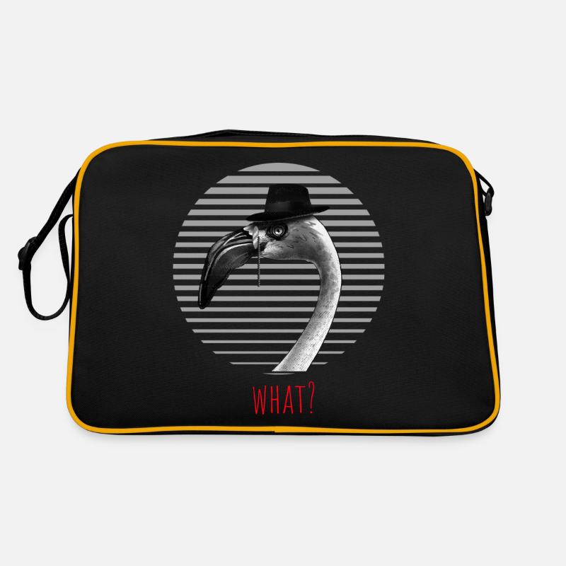 Flamingo WHAT? - Retro Tasche - Schwarz/Gold