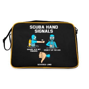 Taucher Handzeichen Scuba Diving - Retro Tasche - Schwarz/Gold - Hinten