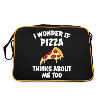 Pizza Morceau de pizza Drôle de rengaine Fast Food Cadeau - Sac Retro - noir/or - Dos