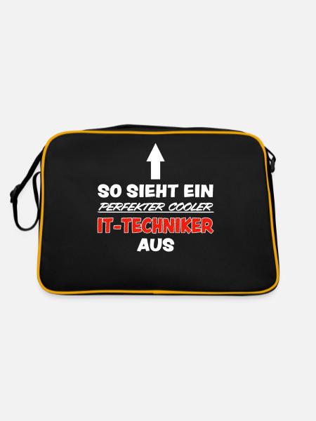 IT Techniker Lustiger Spruch Computer Fun Geschenk - Retro Tasche - Schwarz/Gold - Hinten