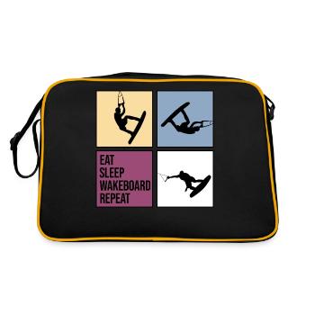 wakeboard wakeboarder cable wasserratte repeat - Retro Tasche - Schwarz/Gold - Hinten