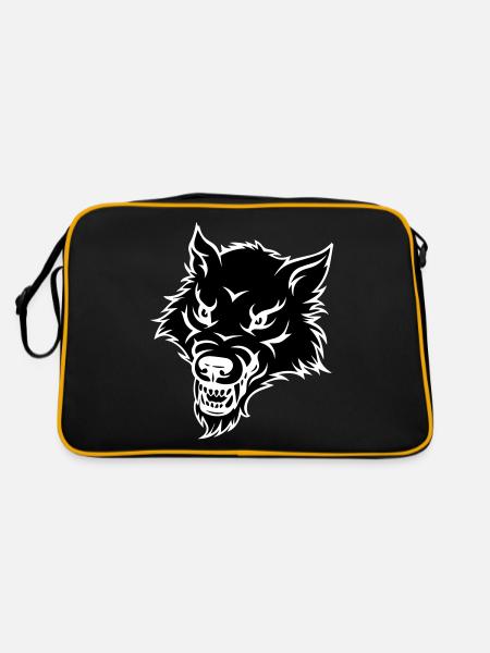 wolf - Retro Bag - black/gold - Back