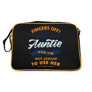 Hands off! crazy aunt relative family child - Retro Bag - black/gold - Back