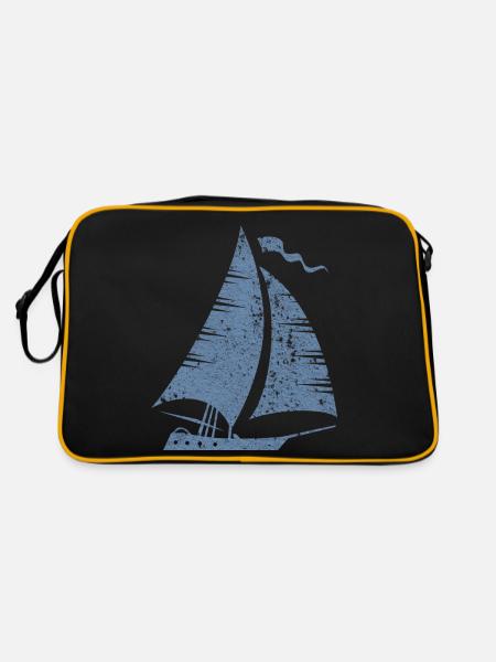 Minimalist Sailboat Sailing Sailing Yacht Sea - Retro Bag - black/gold - Back