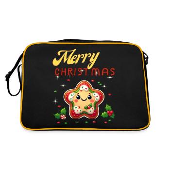 Gingerbread Star Merry Christmas - Retro Bag - black/gold - Back