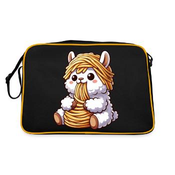Funny Llama Spaghetti Italian Clumsy - Retro Bag - black/gold - Back