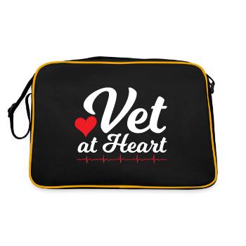 Tierarzt im Herzen - Retro Tasche - Schwarz/Gold - Hinten