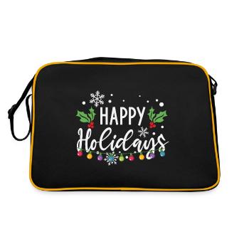 Frohe Feiertage Weihnachts glühbirnen - Retro Tasche - Schwarz/Gold - Hinten