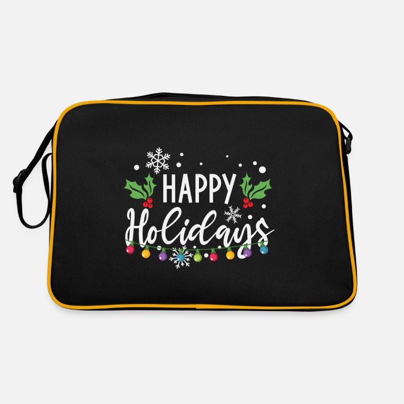 Happy Holidays Christmas Light Bulbs Retro Bag