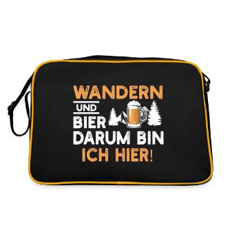 Wandern und Bier darum bin ich hier - Retro Tasche - Schwarz/Gold - Hinten