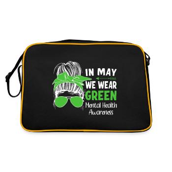 En mai, nous portons Green Mental Health - Sac Retro - noir/or - Dos