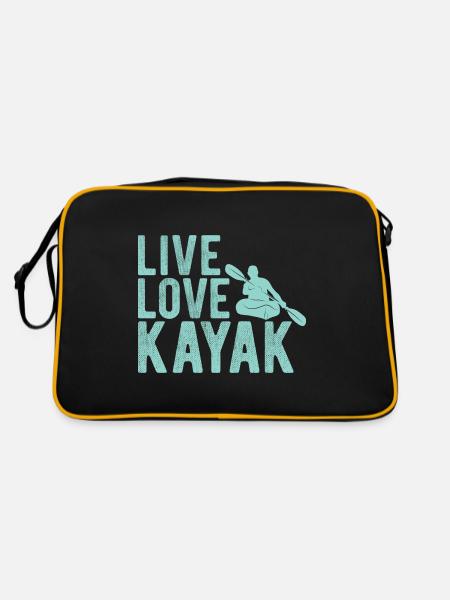 Paddel-Boot Kanu-Fahrer Für Kajak - Retro Tasche - Schwarz/Gold