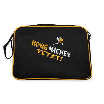Imkerei Honigmacher "Imker macht Honig" - Retro Tasche - Schwarz/Gold - Hinten