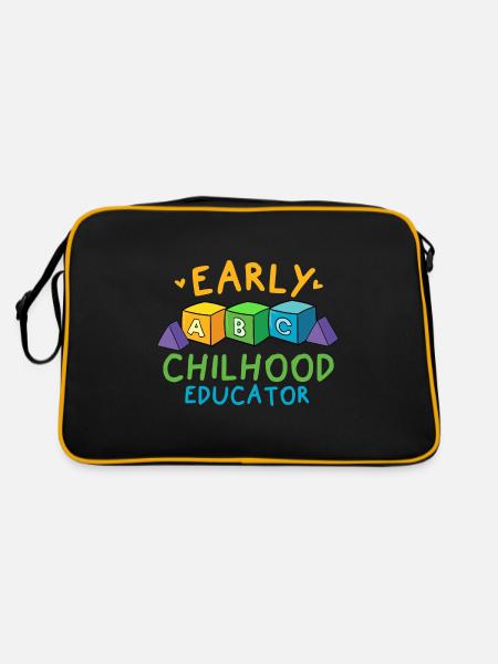 Early Childhood Educator Kindergarten Erzieher - Retro Tasche - Schwarz/Gold - Hinten
