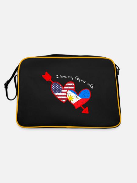 Filipina Wife Design für stolze Pinoys - Retro Tasche - Schwarz/Gold - Hinten