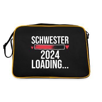 Werdende Schwester 2024 - Retro Tasche - Schwarz/Gold - Hinten