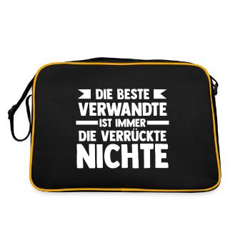 Onkel Tante Nichte - Retro Tasche - Schwarz/Gold - Hinten