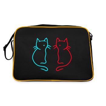 80er 90er Retro Vintage Katzen Katze - Retro Tasche - Schwarz/Gold - Hinten