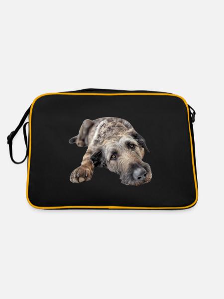Irish Wolfhound - Retro Tasche - Schwarz/Gold - Hinten
