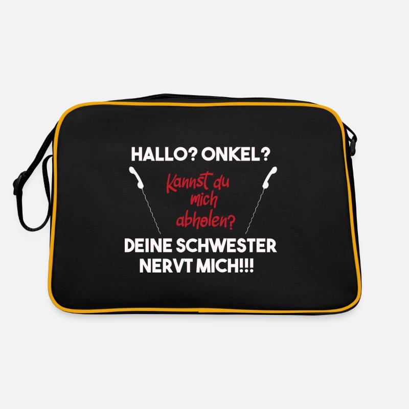 Hallo Onkel, deine Schwester nervt mich! Hilfe! - Retro Tasche - Schwarz/Gold