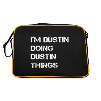 Dustin Junge Mann Geburtstag Weihnachten Geschenk - Retro Tasche - Schwarz/Gold - Hinten