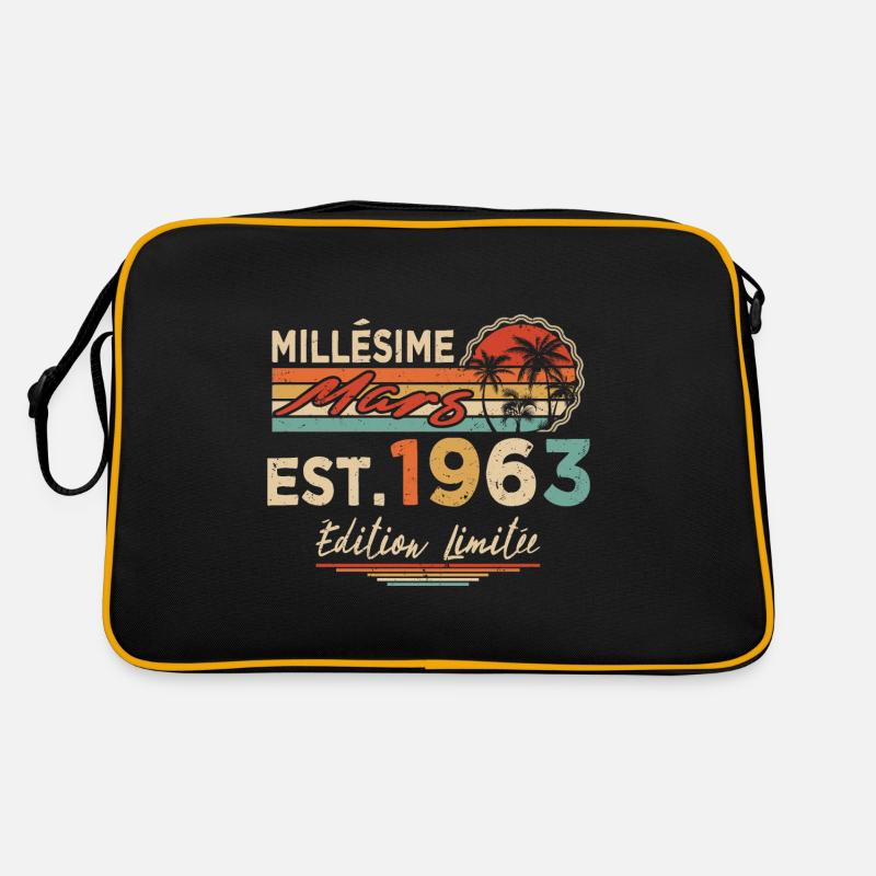 Millésime Né(e) Mars 1963 Cadeau Anniversaire - Sac Retro - noir/or
