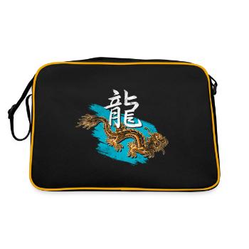 Dragon with Chinese characters - Retro Bag - black/gold - Back