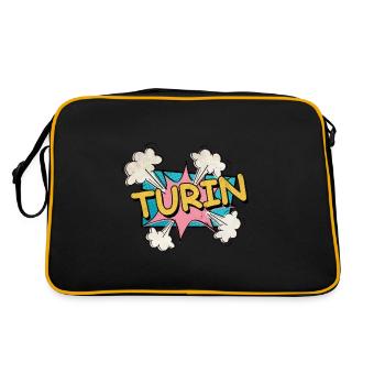 Turin Turin Turin Italie City Font Pop Art Comic - Sac Retro - noir/or - Dos