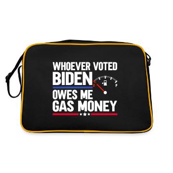 Who voted for Biden owes me gas money - Retro Bag - black/gold - Back