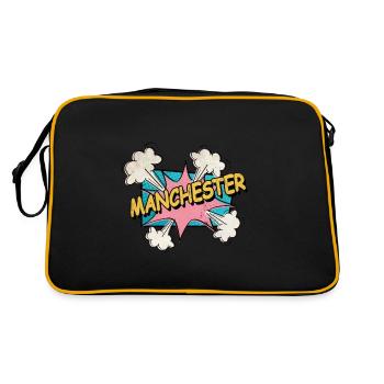 Manchester Angleterre UK City Font Pop Art Comic - Sac Retro - noir/or - Dos