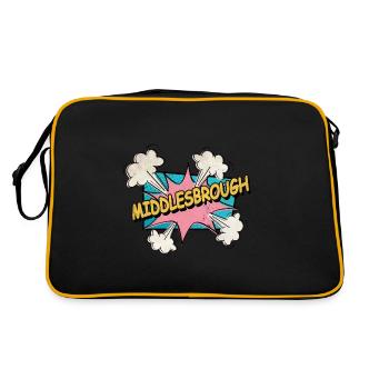 Middlesbrough England Stadt Schrift Pop Art Comic - Retro Tasche - Schwarz/Gold - Hinten