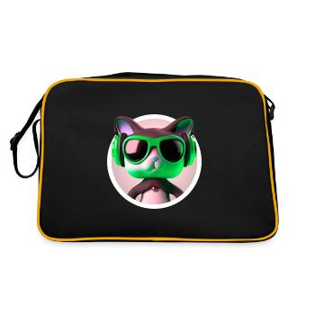 Katze Brille Turntable DJ Disco Club Kopfhörer - Retro Tasche - Schwarz/Gold - Hinten