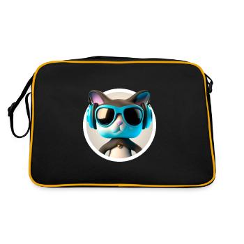 Katze Brille Turntable DJ Disco Club Kopfhörer - Retro Tasche - Schwarz/Gold - Hinten