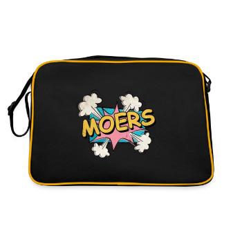Moers Deutschland Stadt Schrift Pop Art Comic - Retro Tasche - Schwarz/Gold - Hinten