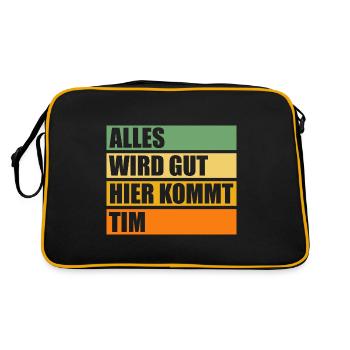 Tim - Retro Tasche - Schwarz/Gold - Hinten