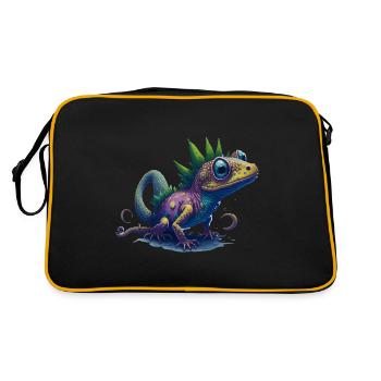 Gamer's Perfect Illustration - Cute Colorful Gekko - Retro Tasche - Schwarz/Gold - Hinten