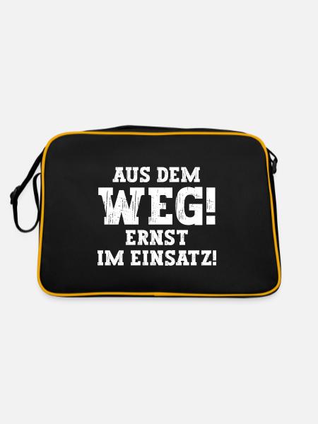 Ernst Lustiger Spruch Vorname Name Ernst - Retro Tasche - Schwarz/Gold - Hinten