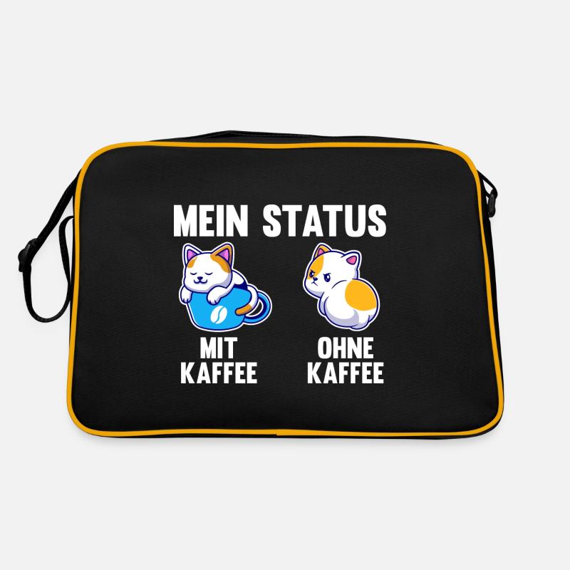 Katze Mein Status Mit Kaffee Ohne Kaffee Retro Tasche