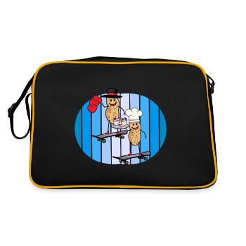 Erdnüsse Geburtstag Geburtstagsgrüße Torte Herz - Retro Tasche - Schwarz/Gold - Hinten