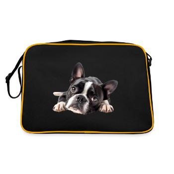 Boston Terrier - Retro Tasche - Schwarz/Gold - Hinten
