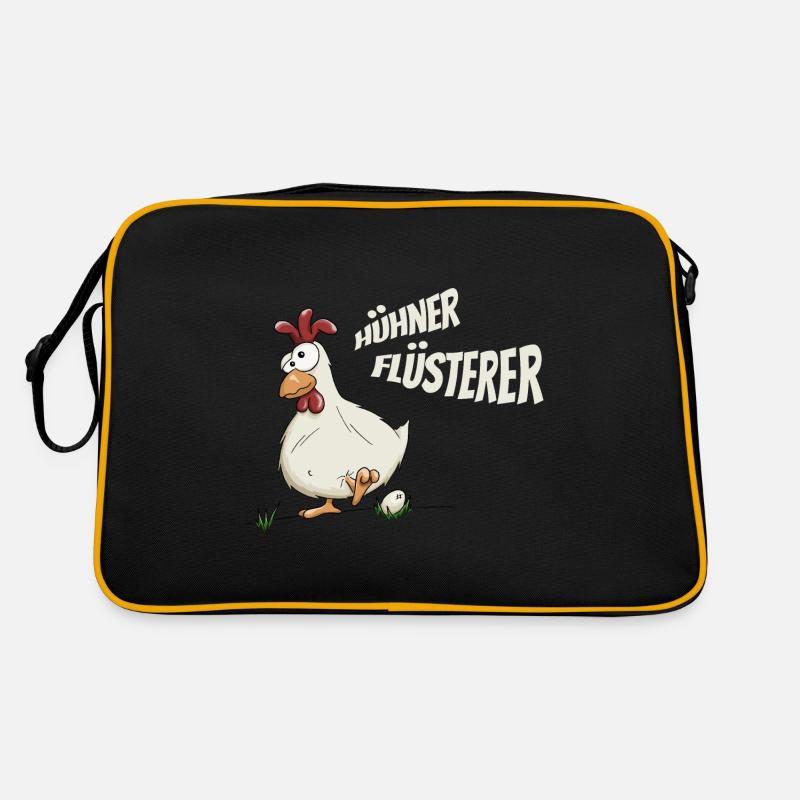 verrücktes Huhn Hühnerflüsterer Bauer Geschenk - Retro Tasche - Schwarz/Gold