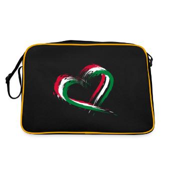 Herz Bürste Flagge der Malediven Fahne Urlaub - Retro Tasche - Schwarz/Gold - Hinten