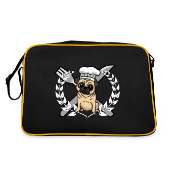 Pug Dog Cuisine Cuisine Chef Gastronomique - Sac Retro - noir/or - Dos