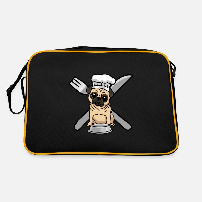 Mops Leben Hund Hunde hungrig kochen Retro Tasche