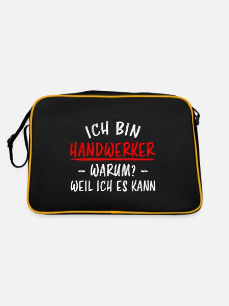 Handwerker Lustiger Spruch Job Heimwerker Geschenk - Retro Tasche - Schwarz/Gold - Hinten