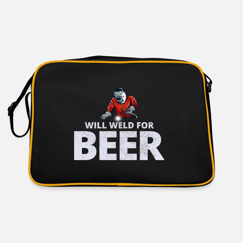 Schweißen Schweißer Metallbau Eisenarbeiter Bier Retro Tasche