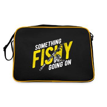 Angler Spruch zum Angeln Angel - Retro Tasche - Schwarz/Gold - Hinten