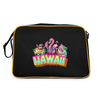 Hawaii Summer Flamingo Palm Tree Beach Ocean Vacation - Sac Retro - noir/or - Dos