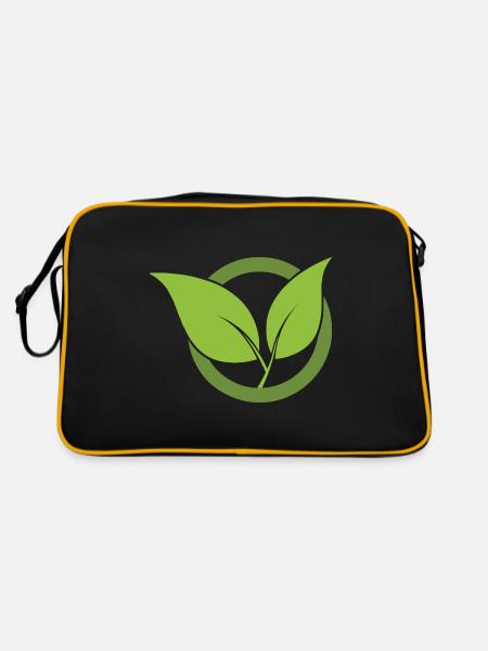 Green Leaves Icon Design for Proud Vegans - Retro Bag - black/gold - Back