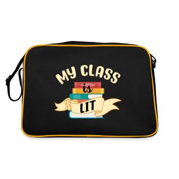 Meine Klasse ist Literatur - Retro Tasche - Schwarz/Gold - Hinten